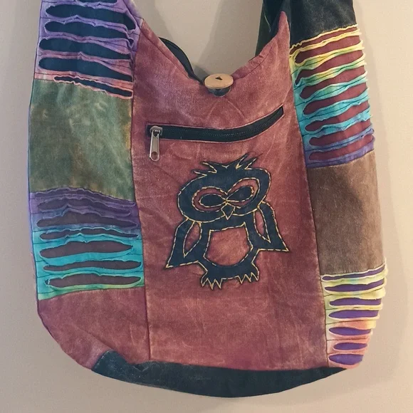 Y2K Boho Multi-Color Patchwork Shoulder Bag - Picture 3 of 7